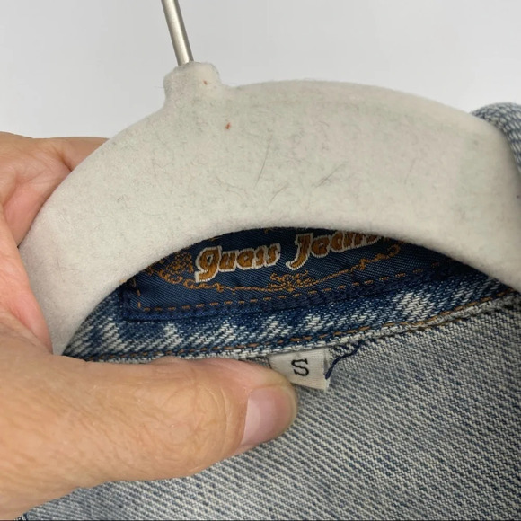 Vintage 1990s Guess Jeans jean jacket small faded wash made USA - Picture 7 of 7